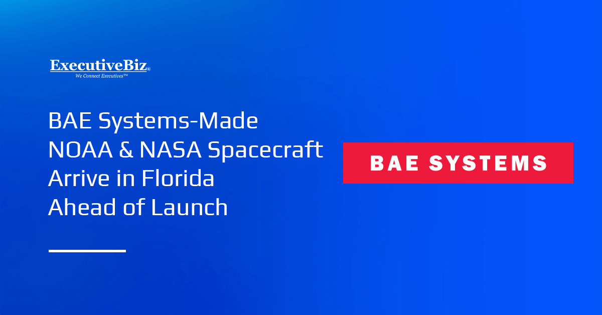 BAE Systems logo. The company made new spacecraft for NASA and NOAA missions
