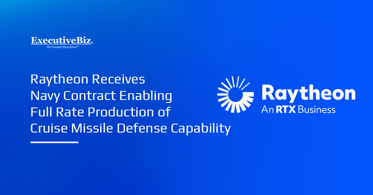 Raytheon logo. The Navy has awarded Raytheon a contract for work on the Medium Range Intercept Capability.