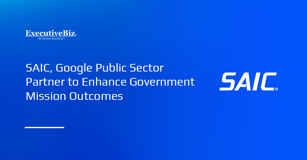 SAIC logo. SAIC announced its "AI at the Edge” strategic alliance with Google Public Sector.