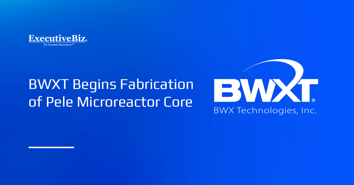 BWX Technologies logo. BWXT started fabricating the reactor core for the Pele microreactor.