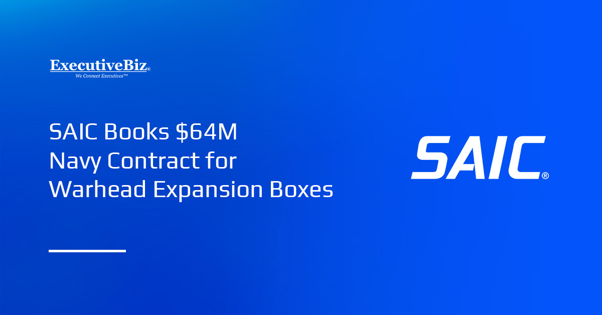 SAIC logo. The company was awarded a $63 million Navy contract for the supply of warhead expansion boxes.
