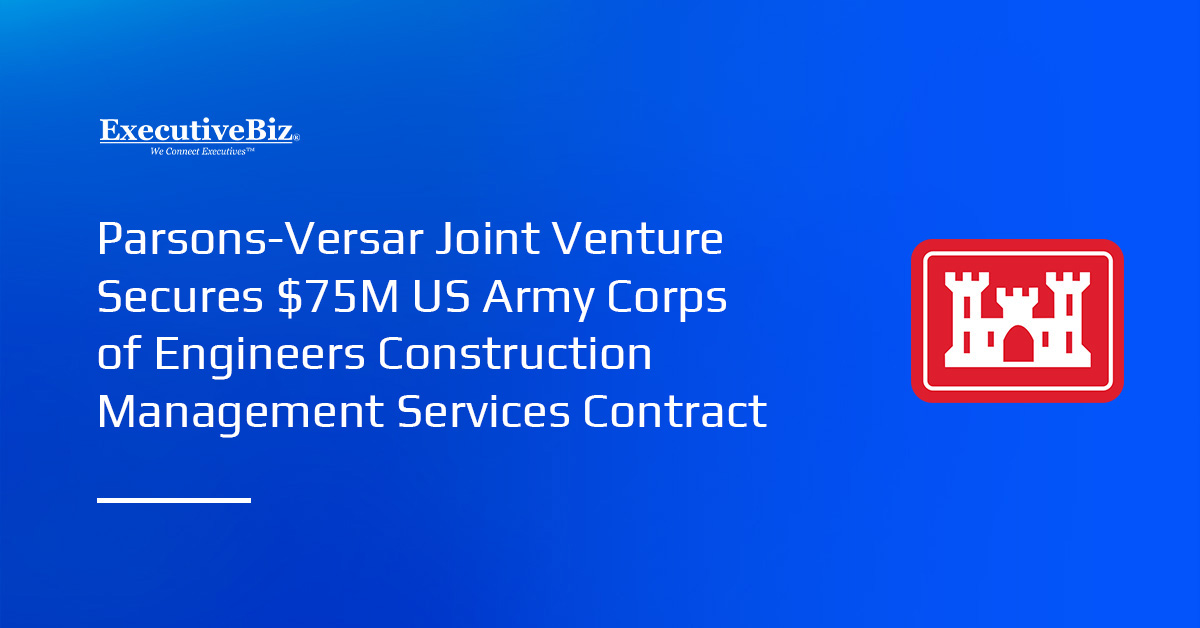 U.S. Army Corps of Engineers logo. The Parsons-Versar JV has received a USACE contract for construction management services.