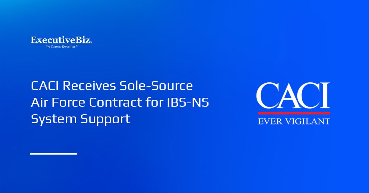 CACI logo. The Air Force has awarded the company a contract for the sustainment and modernization of the IBS-NS system.