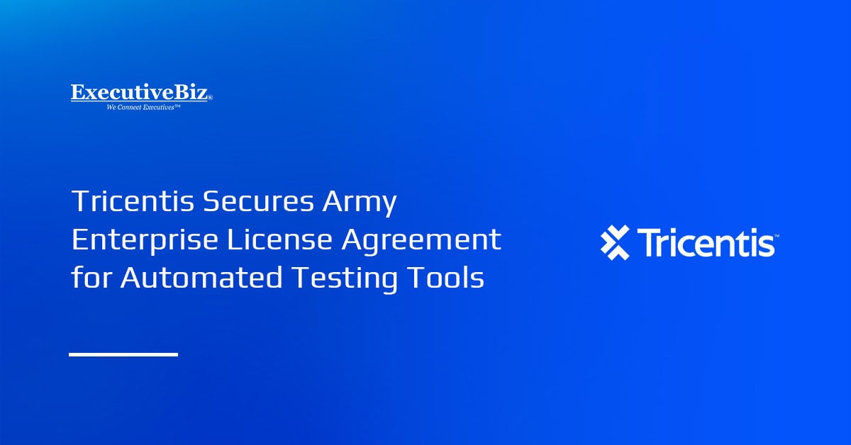 Tricentis logo. Tricentis secured an ELA from the Army for its automated software testing capabilities.