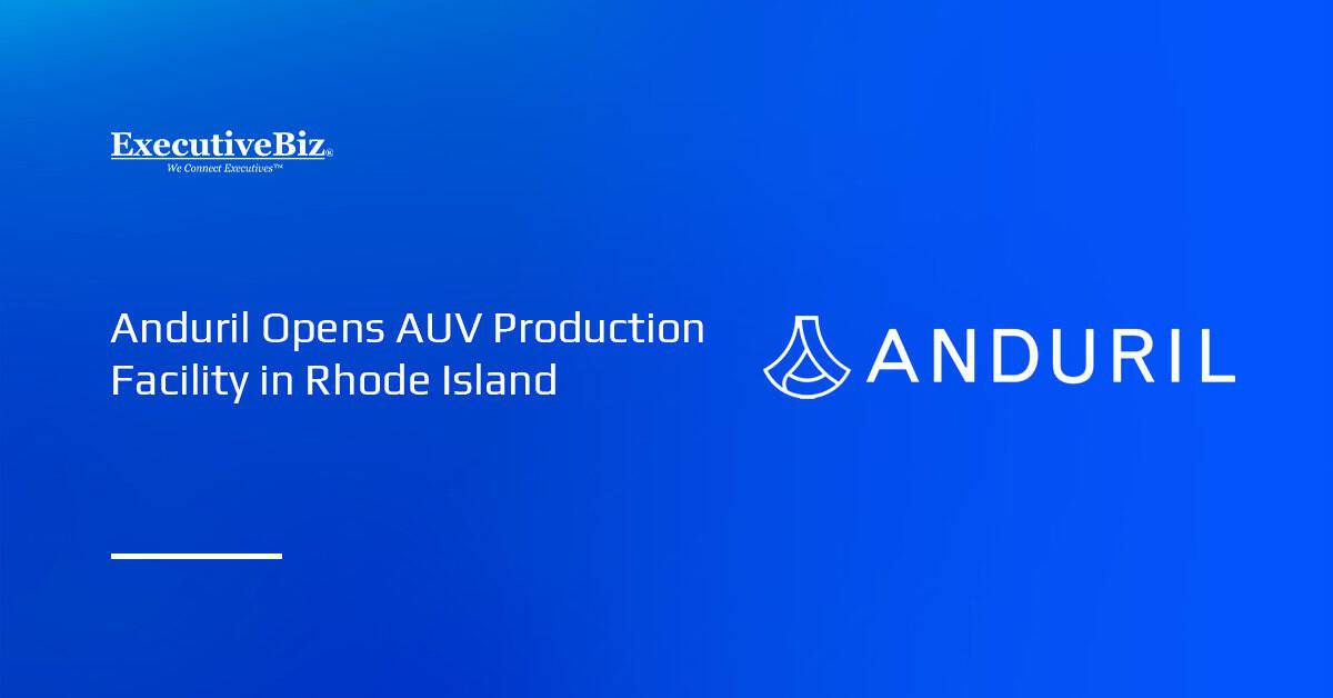 Anduril logo. Anduril opened a new facility in Rhode Island to build underwater defense systems.