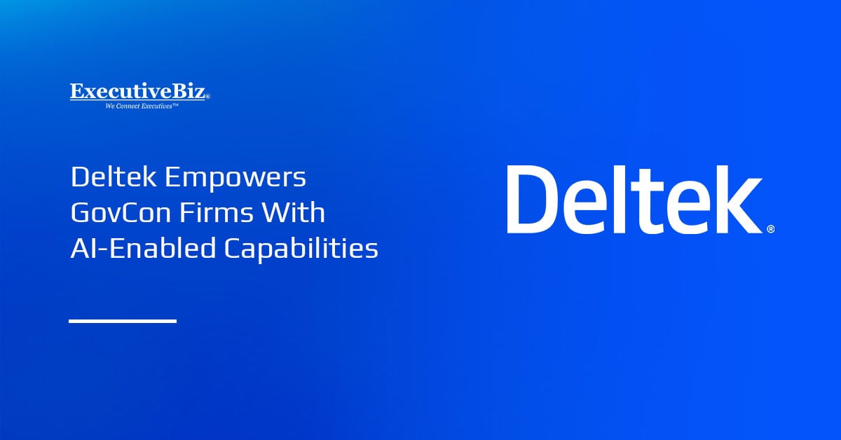 Deltek logo. Deltek is leveraging AI capabilities to help GovCon firms respond smarter to requests for proposals.