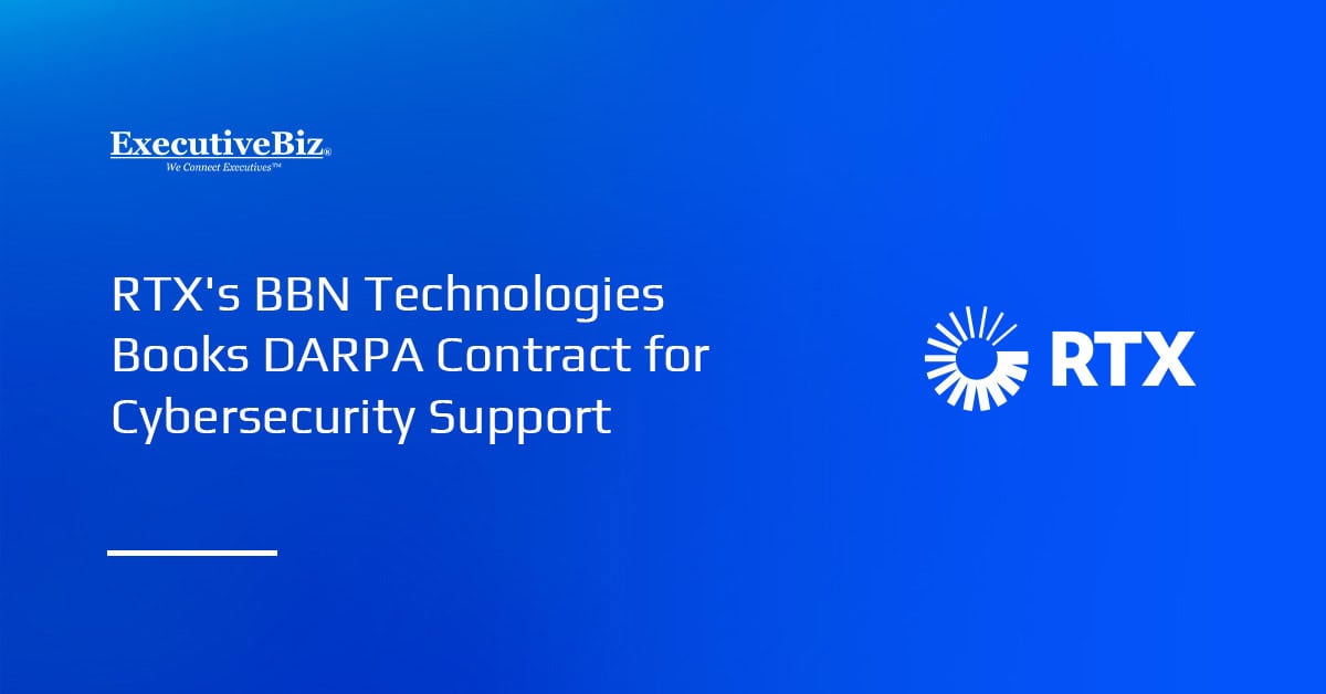 RTX logo. RTX's BBN Technologies booked a contract to support DARPA's cybersecurity test and risk evaluation program.