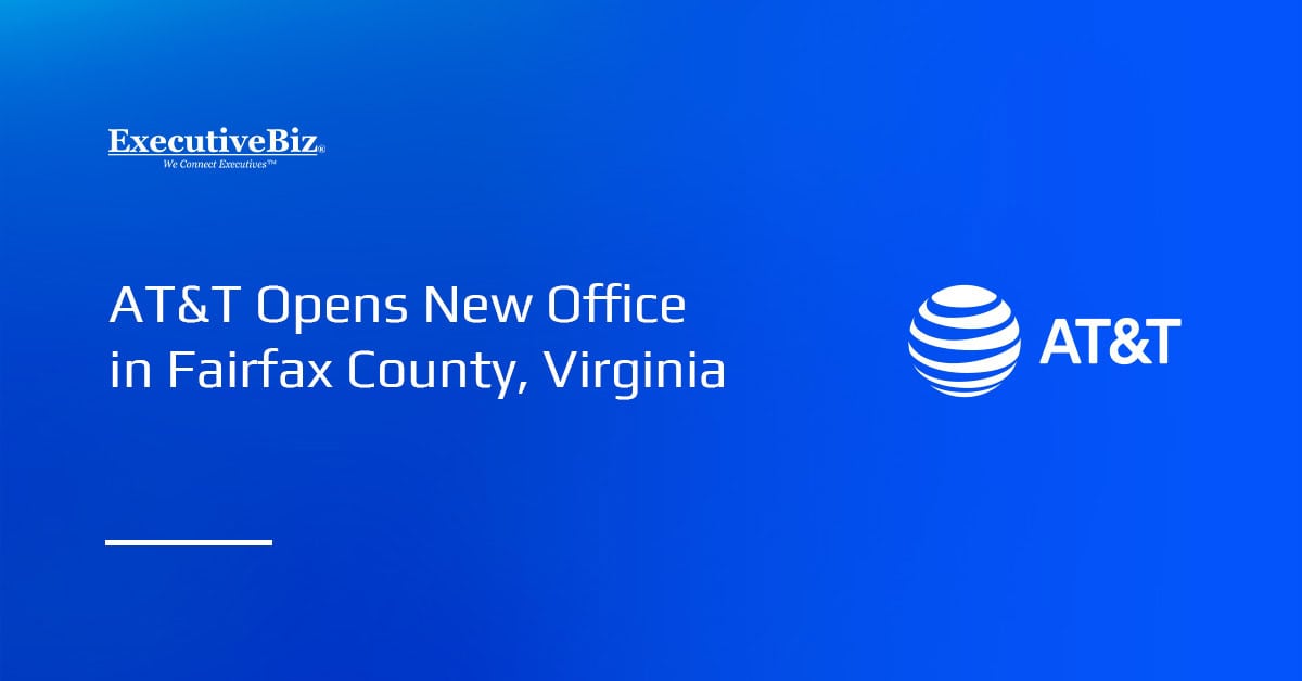 AT&T logo. AT&T held a ribbon-cutting ceremony at its new office in Fairfax County, Virginia.