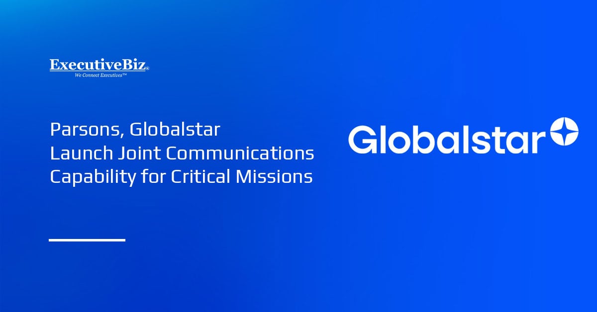 Globalstar logo. Globalstar's LEO network helped validate the capabilities of Parsons' communications platform.