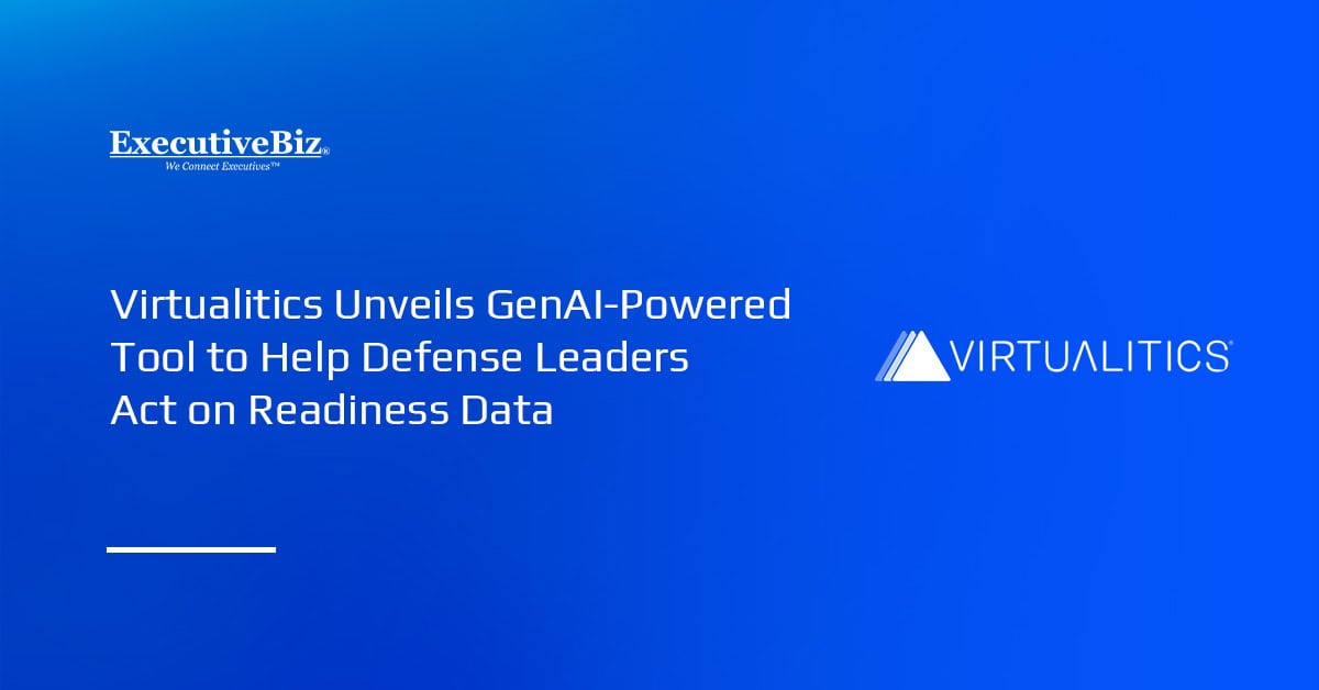Virtualitics logo. The company unveiled Virtualitics Iris, a generative AI-powered tool for analyzing readiness data.