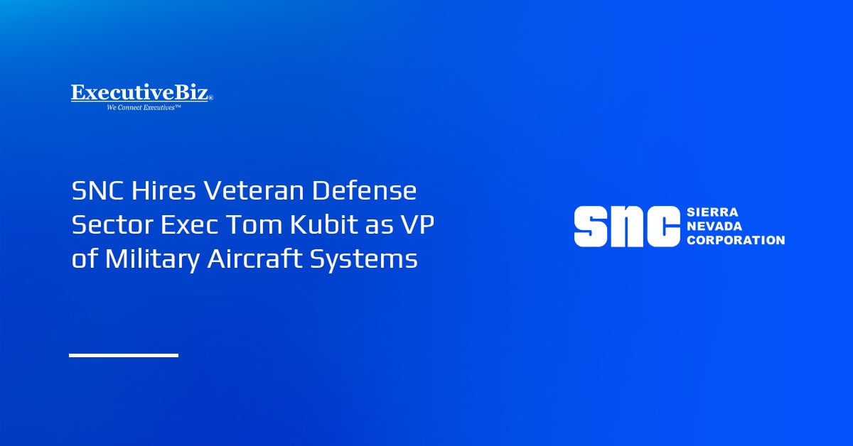 SNC logo. SNC has appointed veteran defense sector executive Tom Kubit as vice president of military aircraft systems.