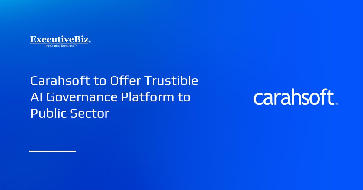 Carahsoft logo. Carahsoft has partnered with Trustible to offer an AI governance platform to the public sector.