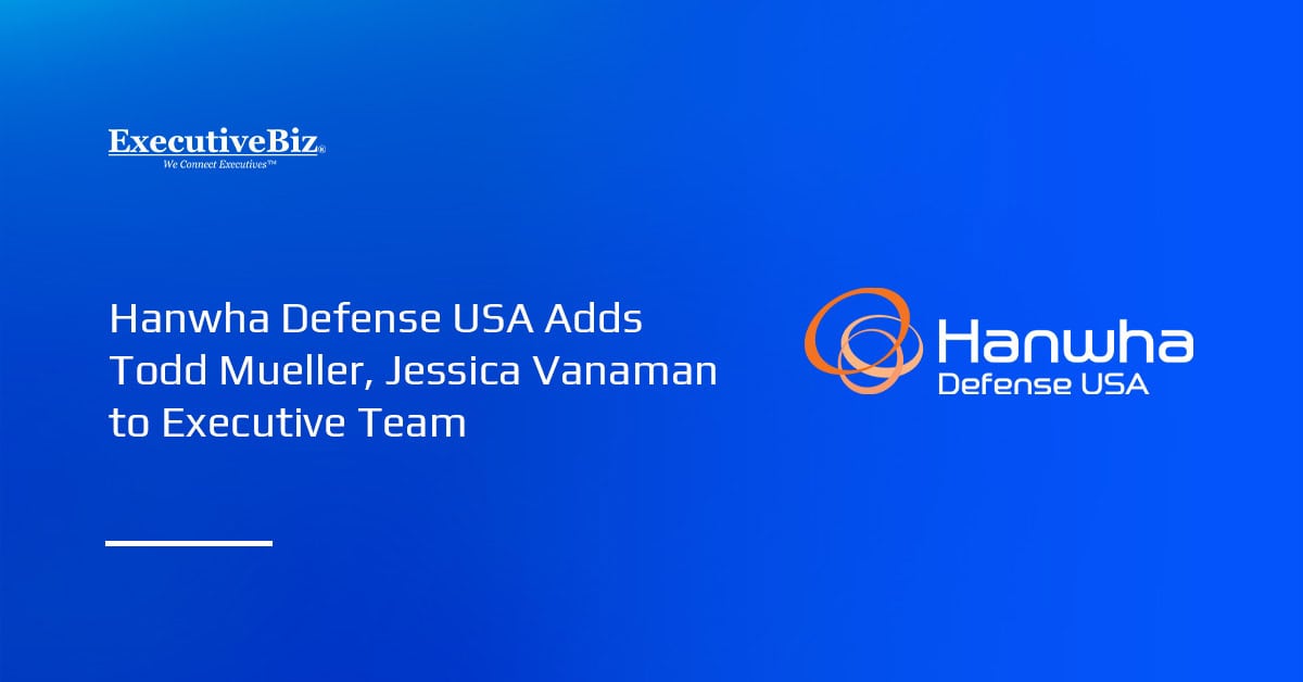 Hanwha Defense USA logo. Hanwha Defense USA added Todd Mueller and Jessica Vanaman to the executive team.