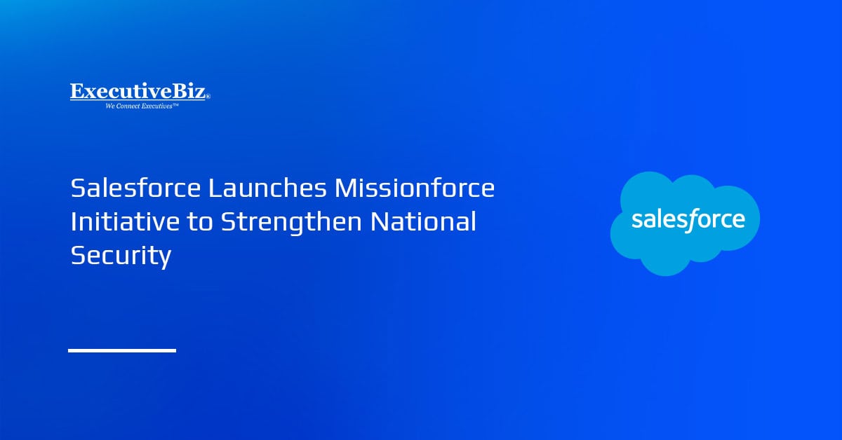 Salesforce logo. Salesforce has launched Missionforce, a new business unit focused on enhancing national security.