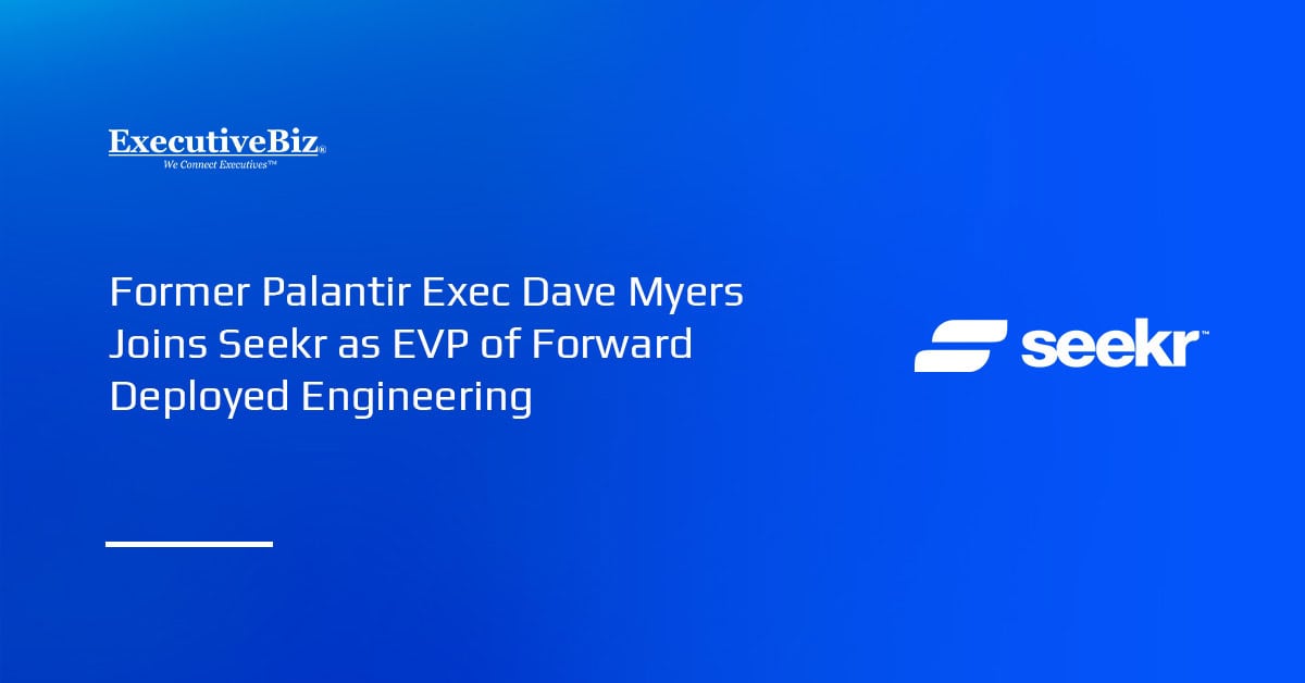 Seekr Technologies logo. Former Palantir executive Dave Myers joined Seekr as EVP of its Forward Deployed Engineering group.