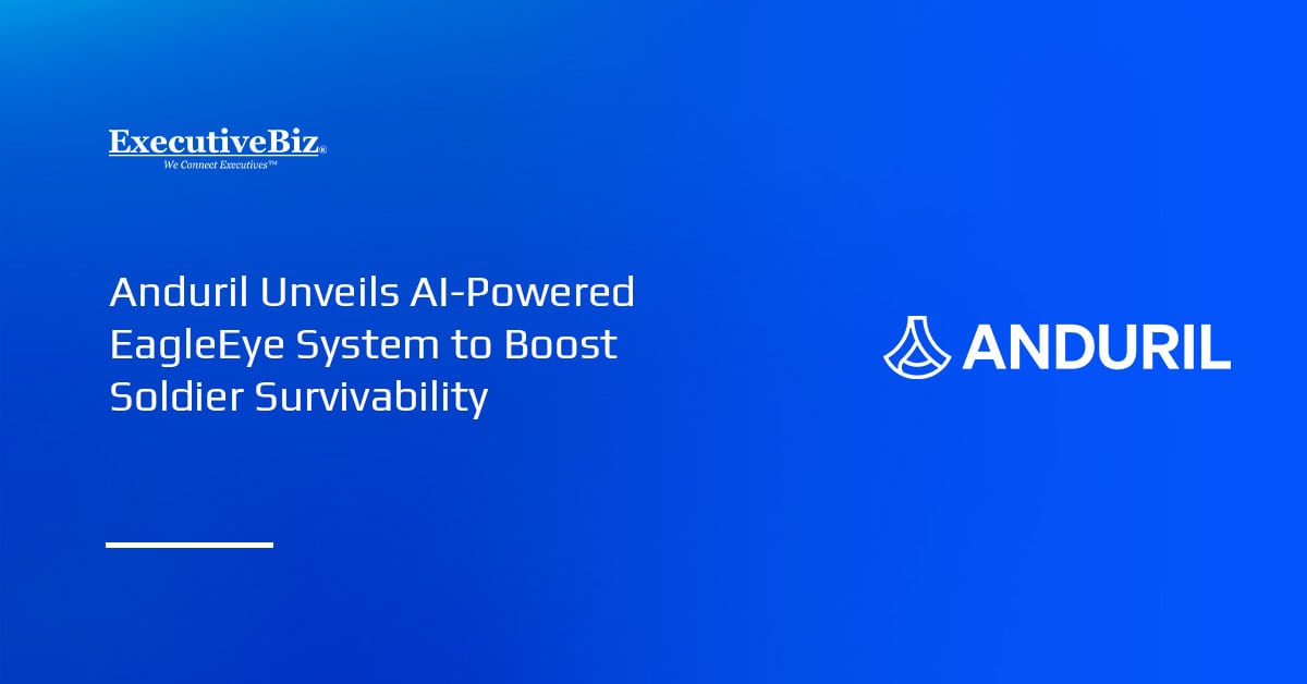 Anduril logo. Anduril has unveiled the AI-powered EagleEye system to boost soldier survivability.