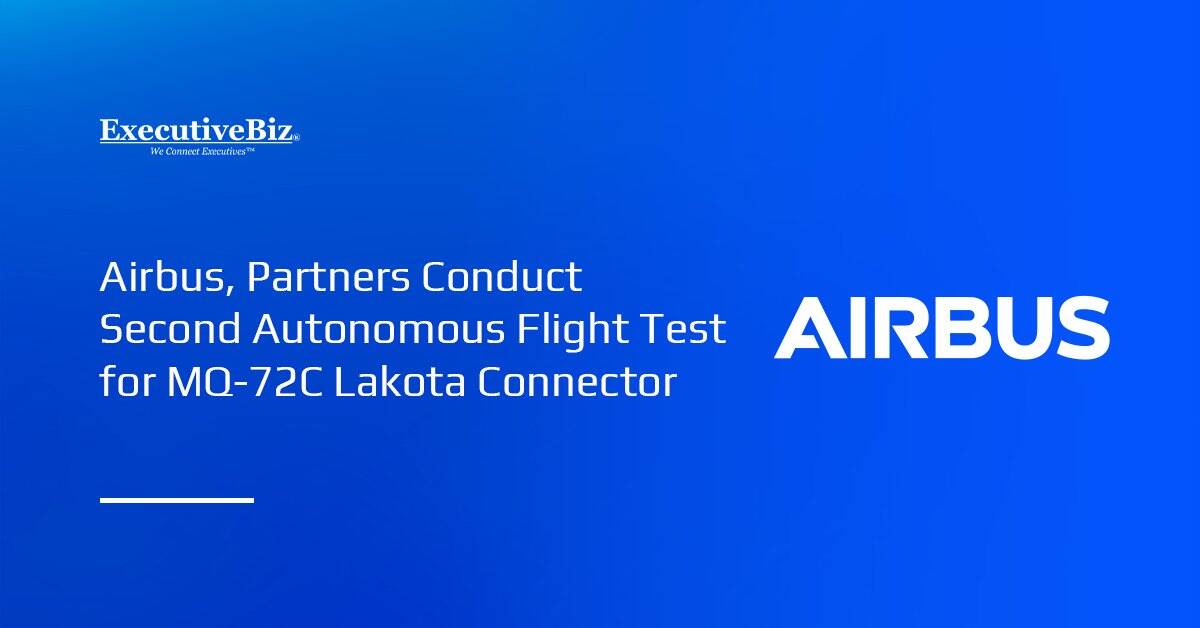 Airbus logo. Airbus and its partners complete second autonomous flight for the MQ-72C Lakota Connector.