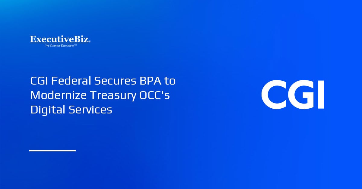 CGI Federal logo. CGI Federal secured a BPA from the Treasury OCC for digital service modernization support.