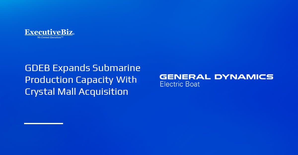 General Dynamics Electric Boat logo. GDEB acquired the Crystal Mall in Connecticut to advance submarine production.