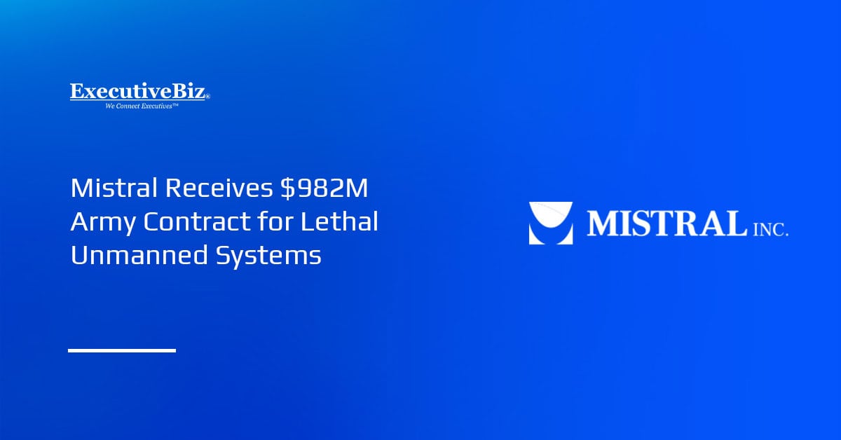 Mistral's logo.  Mistral received a sole-source contract from the Army for unmanned systems.