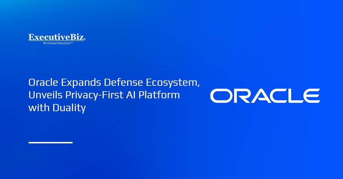 Oracle logo. Oracle has added new members to its Defense Ecosystem and launched a privacy-first AI platform with Duality.