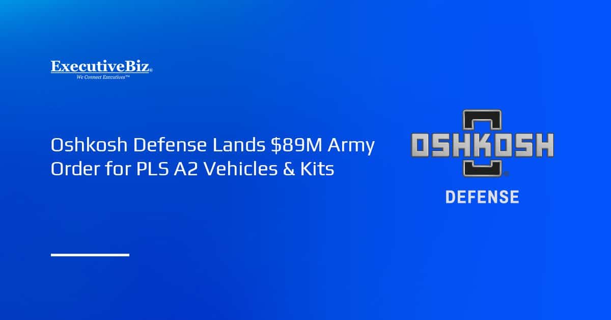 Oshkosh Defense logo. The ACC-DTA awarded Oshkosh Defense an order for Palletized Load System A2 vehicles and kits.
