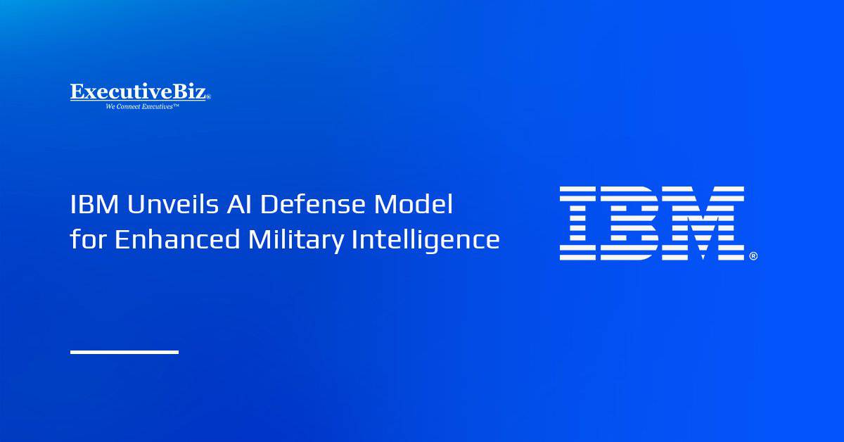 IBM logo. IBM has launched the AI Defense Model to enhance military intelligence.