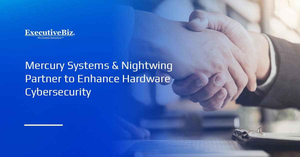 Handshake for partnership. Mercury Systems and Nightwing partnered to enhance defense systems hardware cybersecurity.