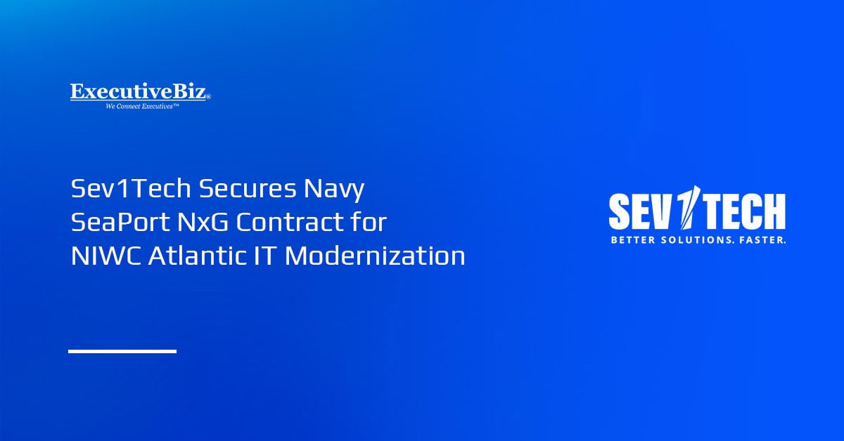 Sev1Tech logo. Sev1Tech secured a SeaPort NxG contract from the U.S. Navy for NIWC Atlantic's IT modernization initiative.
