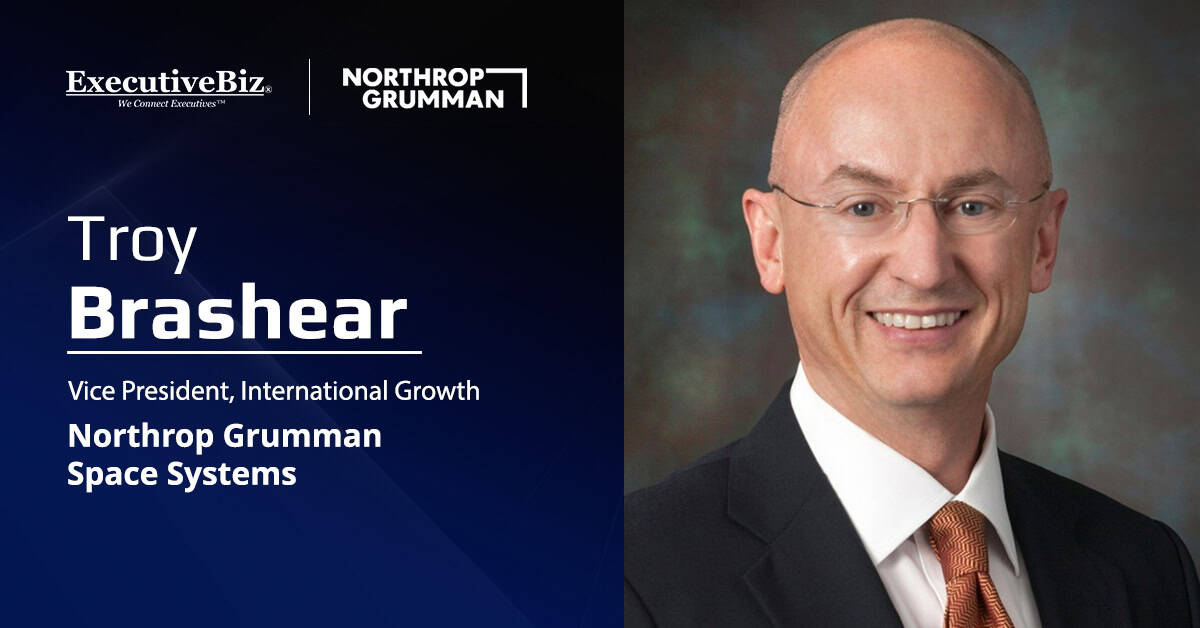 Troy Brashear headshot. Brashear has been appointed Northrop Grumman Space Systems VP of international growth.