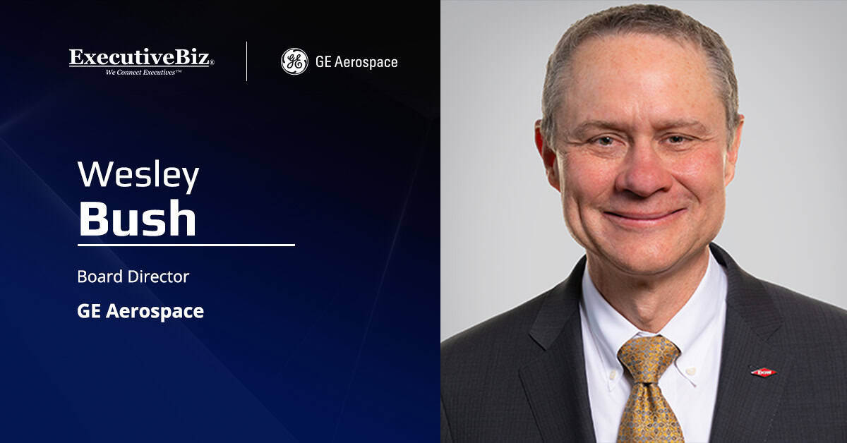 Wesley Bush headshot. Bush has been appointed to the board of directors of GE Aerospace.