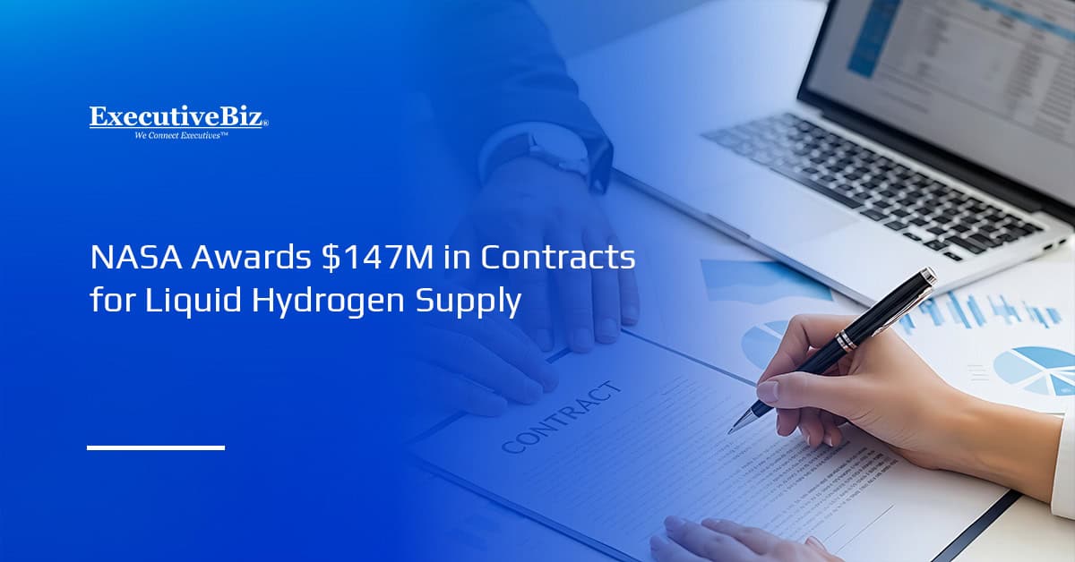 Contract signing. Air Products and Chemicals and Plug Power will supply liquid hydrogen to NASA.