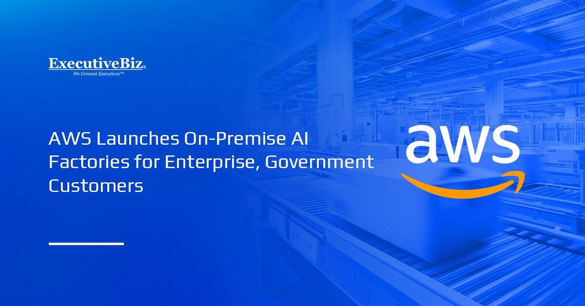 Amazon Web Services logo. AWS has launched AI Factories for government and enterprise AI projects.