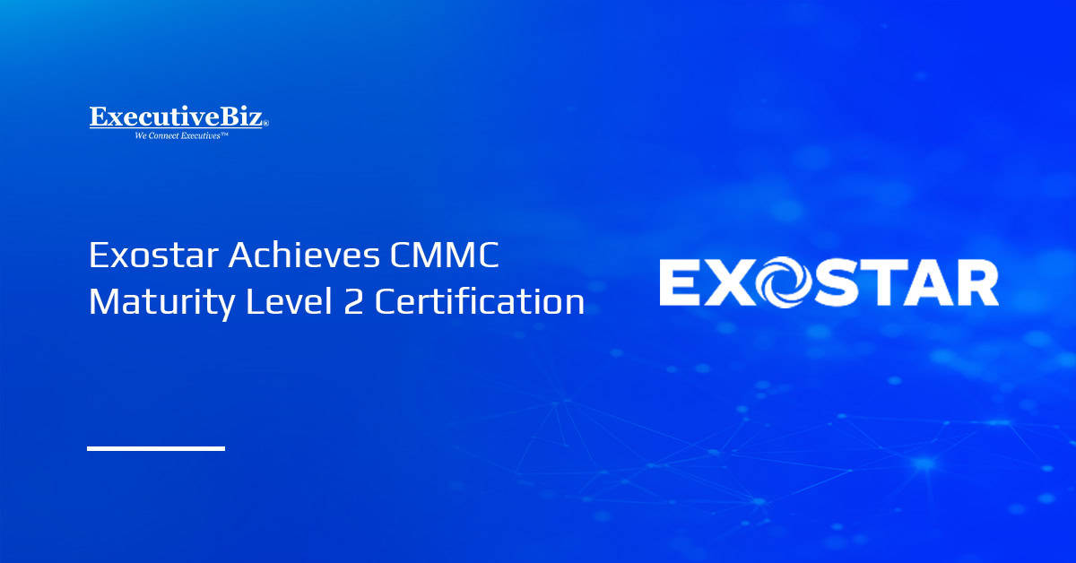 Exostar's logo. Exostar has been audited by a CMMC 3rd Party Assessment Organization.