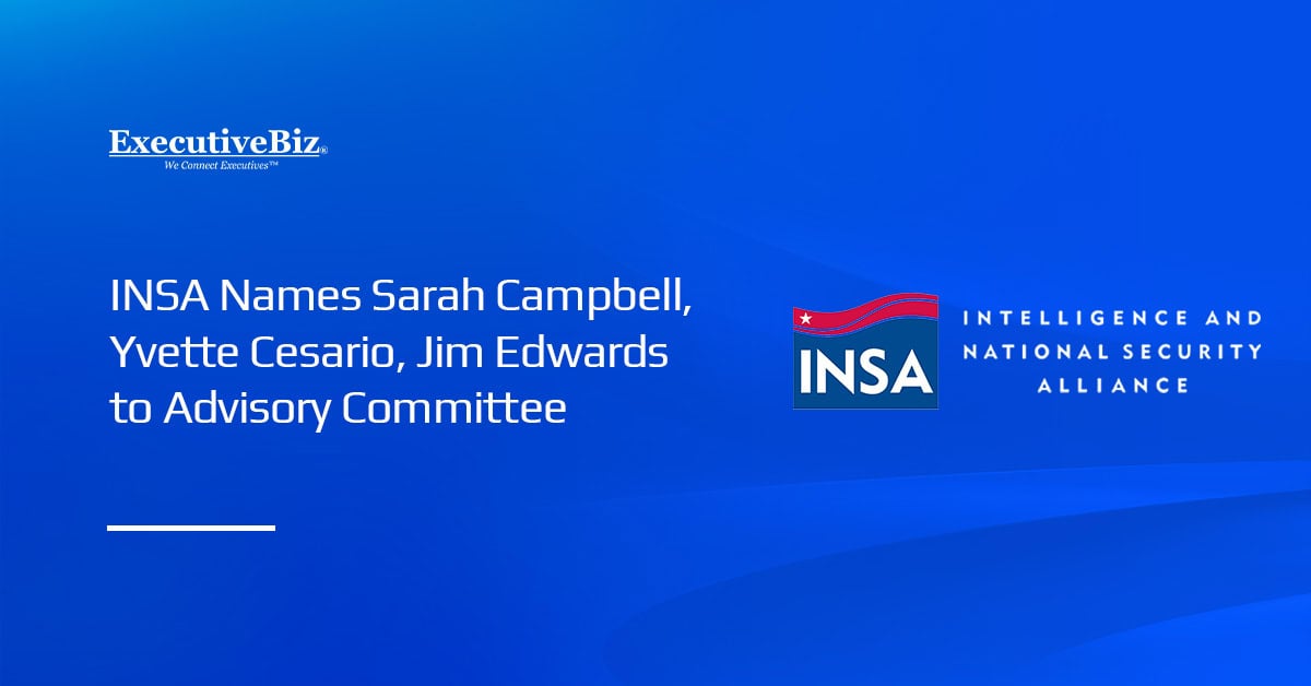 INSA logo. INSA named national security leaders Sarah Campbell, Yvette Cesario and Jim Edwards to its advisory committee.
