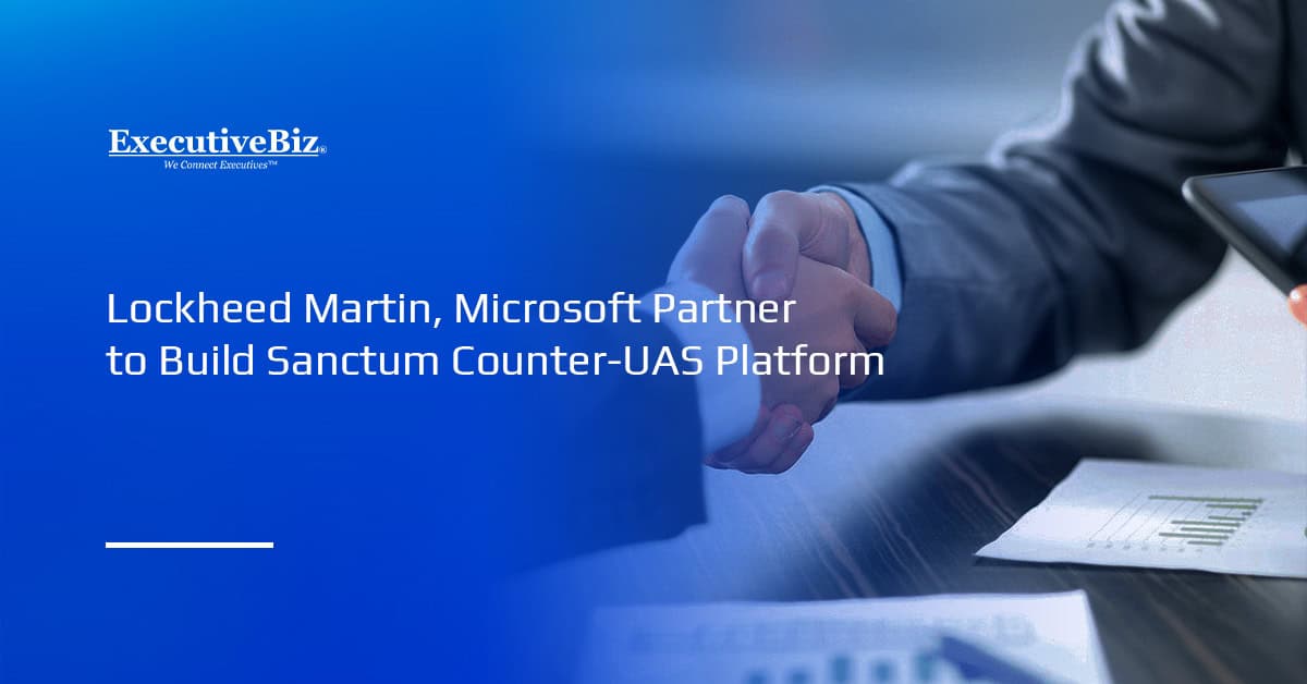 Handshake showing partnership. Lockheed Martin and Microsoft have partnered to develop the Sanctum counter-UAS platform.