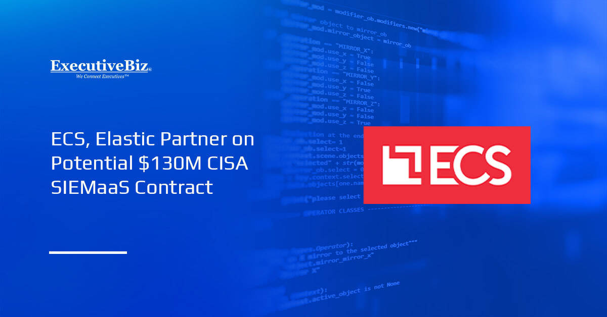 ECS logo. Elastic is partnering with ECS on a potential $130 million contract from CISA.