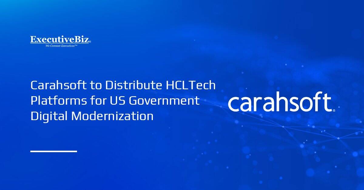Carahsoft logo. Carahsoft will serve as HCLTech's public sector distributor.