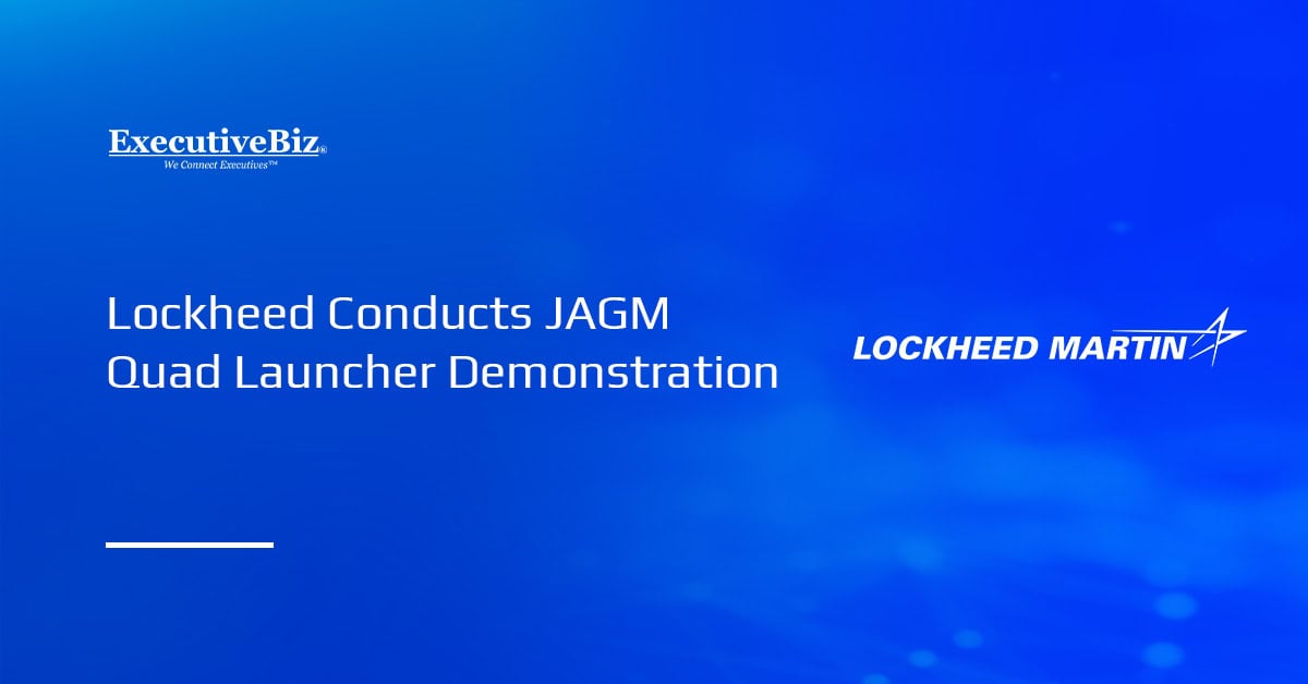 Lockheed Martin logo. Lockheed launched a joint air-to-ground missile from the JAGM Quad Launcher as part of a demo.