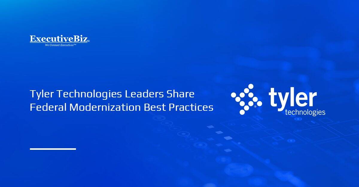 Tyler Technologies logo. Tyler Technologies leaders provide federal modernization tips.