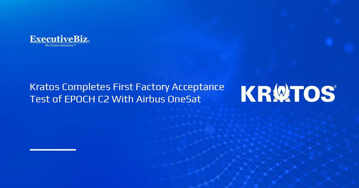 Kratos logo. Kratos has completed the first factory acceptance test of EPOCH C2 system with Airbus’ OneSat satellite.