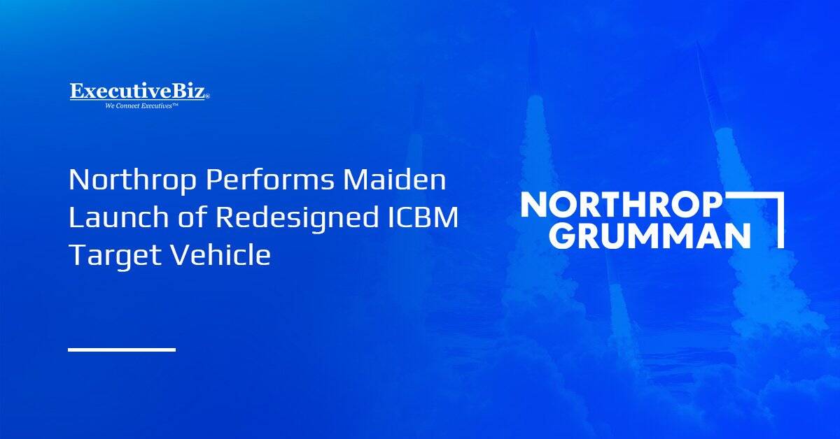 Northrop Grumman logo. Northrop Grumman conducted the maiden flight of its digitally redesigned ICBM target vehicle.