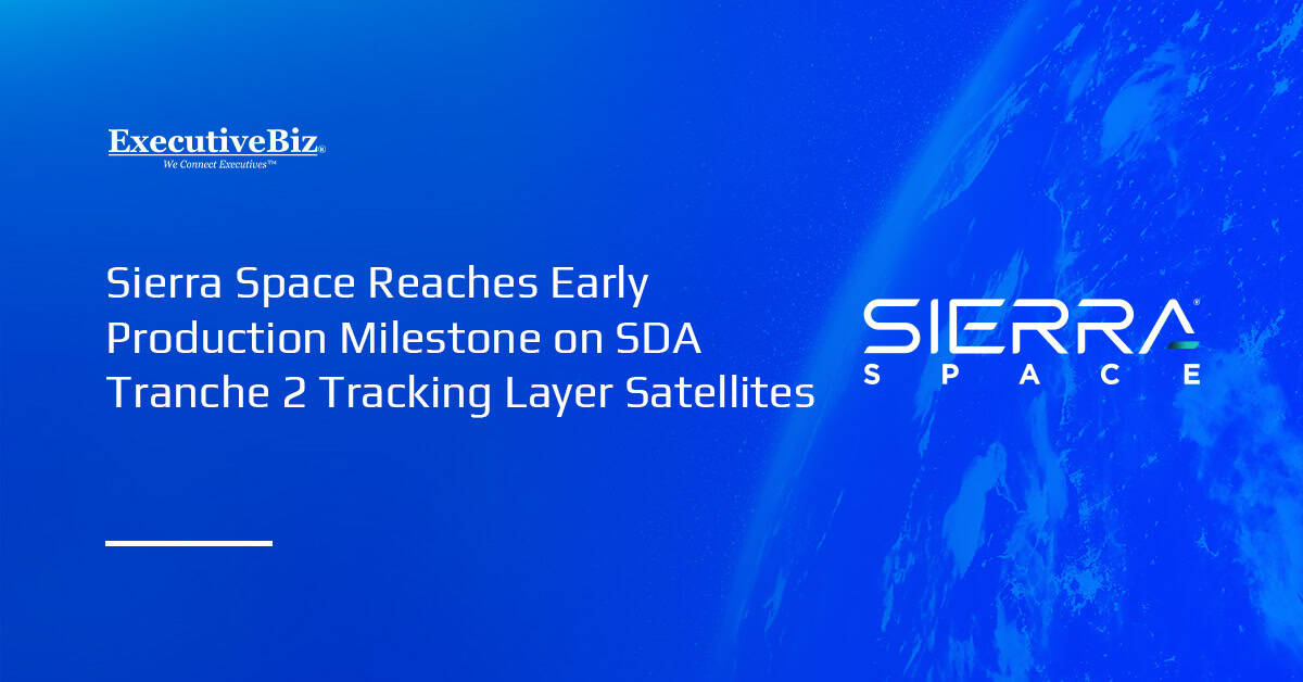 Sierra Space logo. Sierra Space completed the first nine satellite structures for SDA’s Tranche 2 Tracking Layer.
