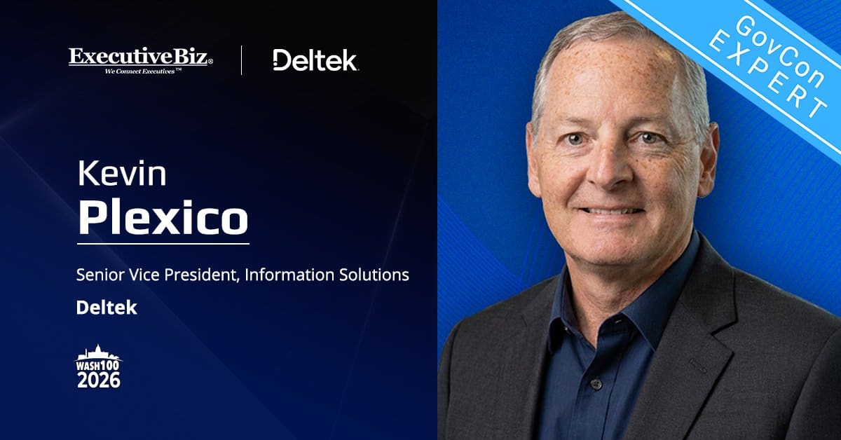 Kevin Plexico, information solutions SVP at Deltek. Plexico wrote an article on small businesses in GovCon.