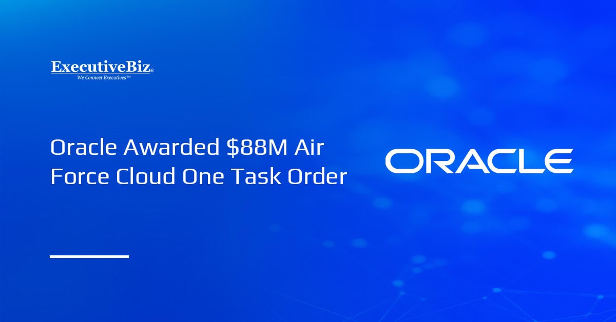 Oracle logo. The U.S. Air Force has awarded Oracle a task order to provide cloud services supporting the Cloud One program.