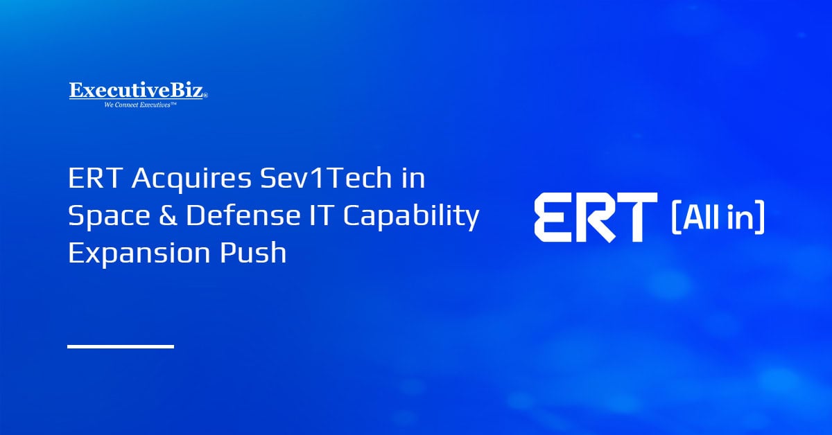 ERT logo. ERT has acquired Sev1Tech to expand its digital modernization and IT capabilities for space and defense clients.