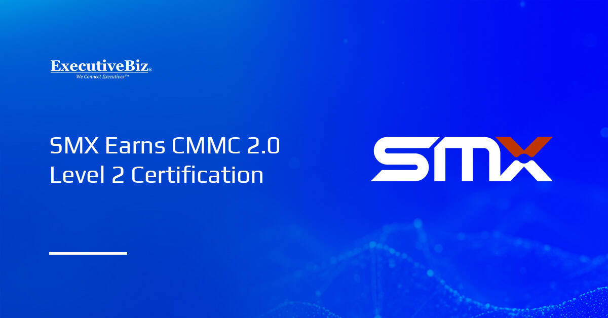 SMX logo. SMX has achieved CMMC 2.0 Level 2 certification.