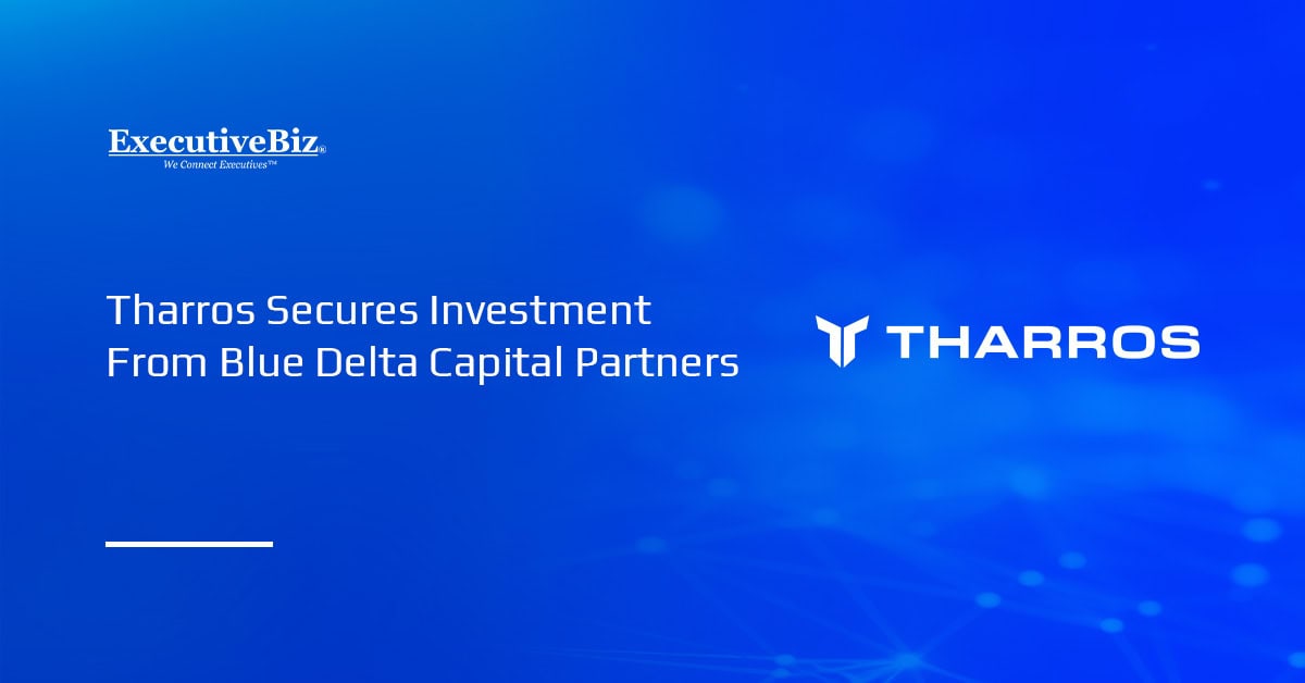 Tharros logo. Cybersecurity firm Tharros secured a venture capital investment from Blue Delta Capital Partners.