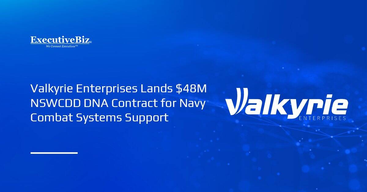 Valkyrie Enterprises logo. The NSWCDD DNA has awarded Valkyrie Enterprises a contract for combat systems support.
