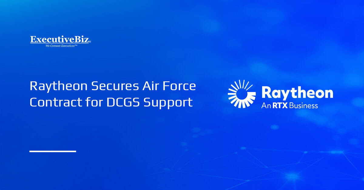 Raytheon logo. The RTX subsidiary secured a U.S. Air Force contract to provide SIGINT field support for DCGS.